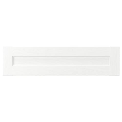 White ENKÖPING cabinet with framed foil-covered wood effect, rectangular.