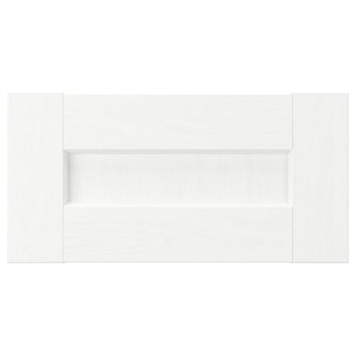 A white ENKÖPING shelf unit. It three levels, a modern design, and sturdy construction.