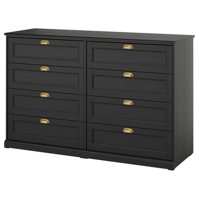 FÅGELFJÄLLET Chest of 8 drawers, black oak effect, 160x51x101 cm