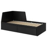 Black FLEKKE day-bed with drawers. Simple, modern design, ideal for small spaces.