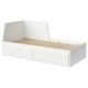 Modern white day-bed with storage drawers. Easy convert from sofa to single bed. Minimalist design, perfect for small spaces.