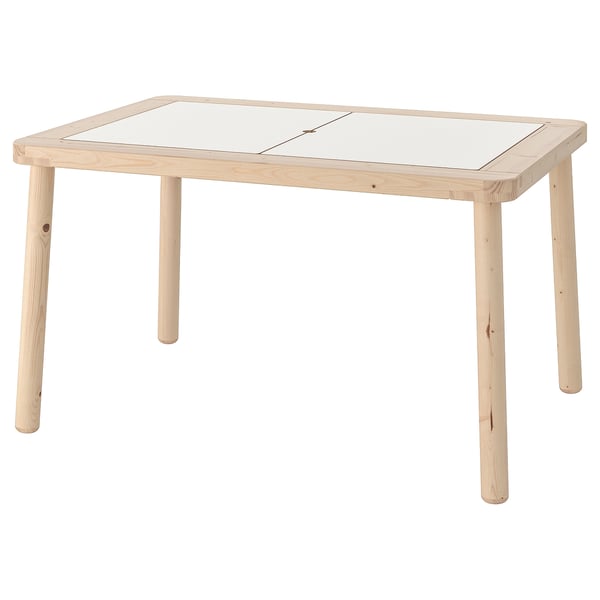 IKEA FLISAT kids table, light wood, rectangular, simple design.