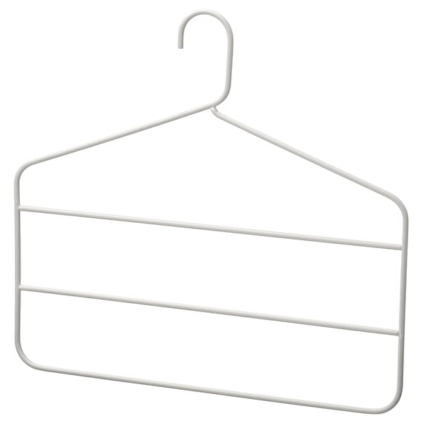 A GÅRDSMÄSTARE hanger, grey, made of powder-coated steel, holding multiple garments.
