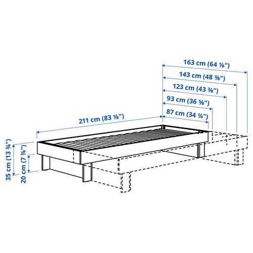 GLAMBERGET Extendable bed, pine, 80-160x200 cm