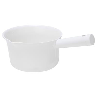 Displays a white GRUMLAN container made of recycled polypropylene plastic, featuring a handle for easy hanging.
