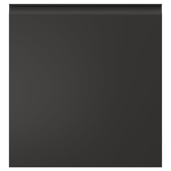 HAMMARSMED black cabinet door with sleek, chamfered edges and integrated handle.
