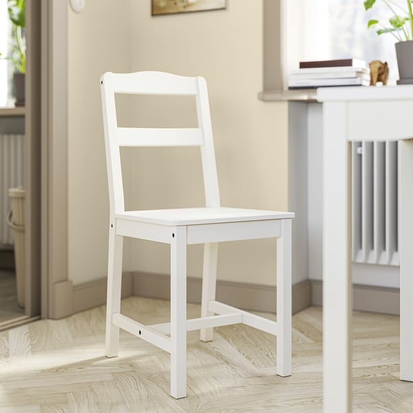 HAUGA white chair, simple design for dining.