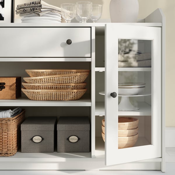 HAUGA Sideboard, white, 140x46x84 cm