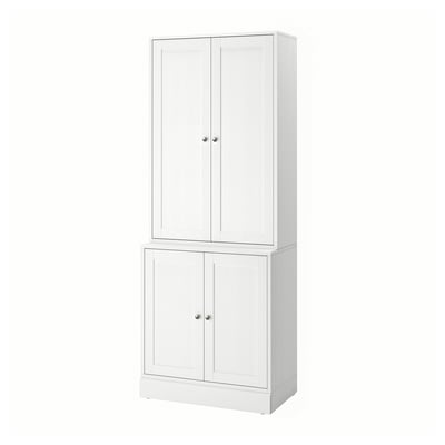 White HAVSTA wooden cabinet with double doors, simple scandinavian design.