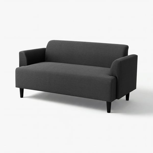 A modern, grey HEMLINGBY sofa with dark legs, designed for small spaces.