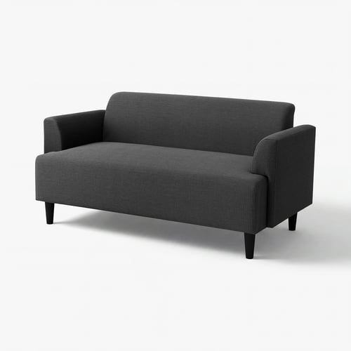 A modern, grey HEMLINGBY sofa with dark legs, designed for small spaces.