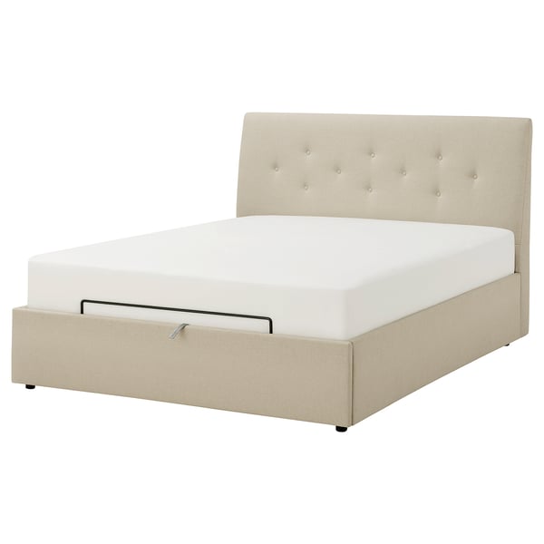 IDANÄS bed, tufted headboard, storage