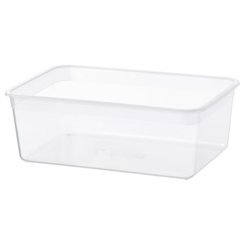 IKEA 365+ clear plastic container for food storage, rectangular shape, transparent design.