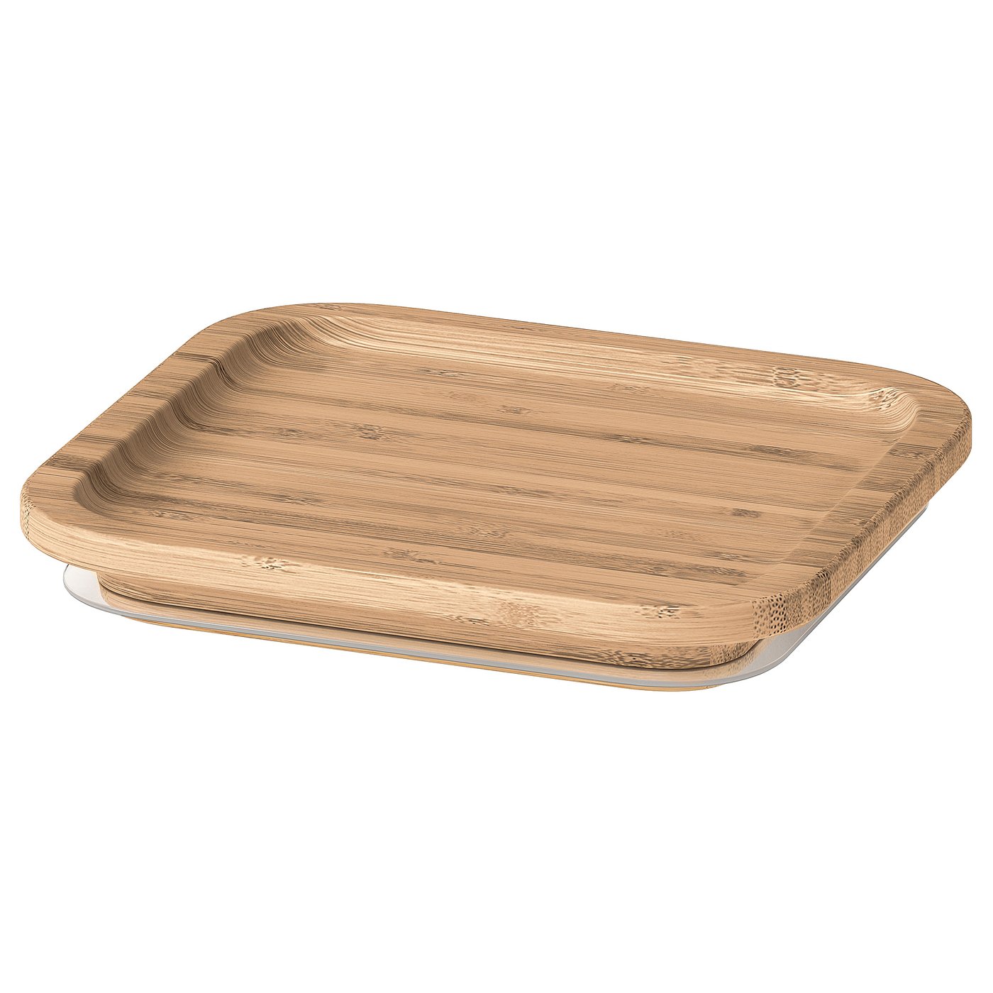 IKEA 365+ bamboo container lid, rectangular, natural colour, durable bamboo material, tight-fitting design.