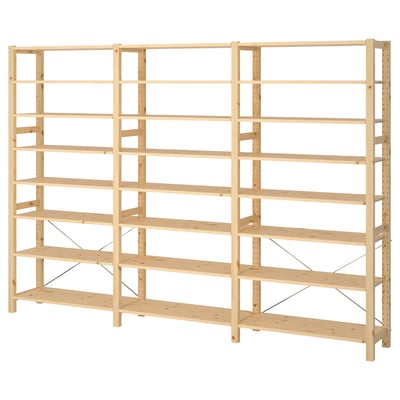IVAR pine shelving unit, 5x2, natural wood, rectangular, adjustable shelves.