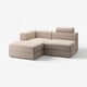 Modern modular sofa, beige with striped corduroy, l-shaped with storage, soft comfort.