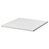 White JOSTEIN metal shelf. Sleek, rectangular, powder-coated for durability. Indoor/outdoor use.