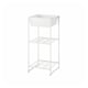 A white JOSTEIN storage unit with a powder-coated steel frame and galvanised steel container, designed for indoor and outdoor use.