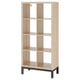 KALLAX bookshelf, light oak, square-shaped, modern design with open shelves, wooden material.