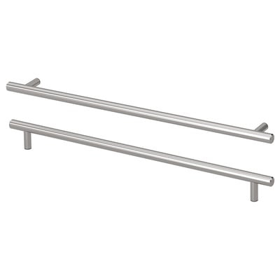 Stainless steel KALLRÖR handle set, sleek and modern, ideal for kitchen cabinets.