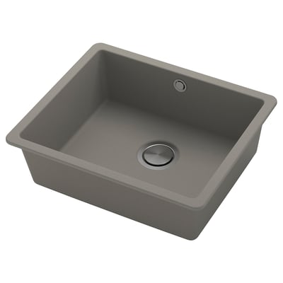 KILSVIKEN grey quartz sink, single bowl, modern design, heat/stain-resistant.
