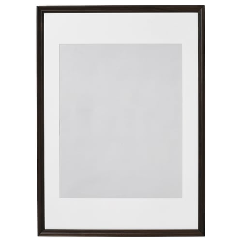 Black KLOTKÖRSBÄR photo frame with white mat, rectangular shape, thin wooden edge.