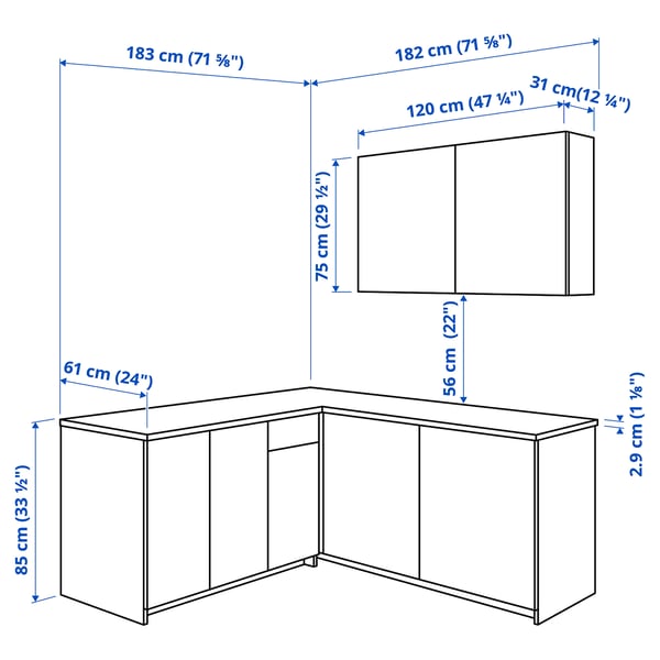 Illustration with measurements for the product: KNOXHULT.