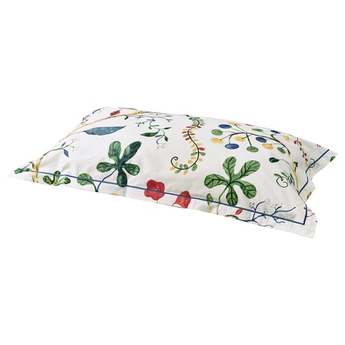 KRONBUSKE Pillowcase, light beige/floral pattern, 50x80 cm
