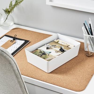 White KUGGIS desk organiser, fits billy, recycled pet