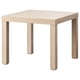 Light oak ikea LACK side table with square top and angular legs.
