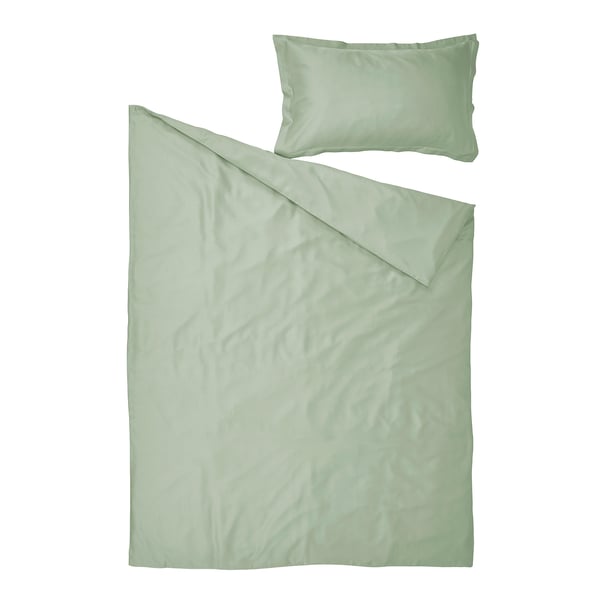 LÄKEVÄNDEROT: green bedding set, includes duvet & pillow, made of smooth lyocell.