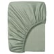 A green LÄKEVÄNDEROT fitted sheet, made of 100% lyocell, with a subtle patterned design, rectangular and fitted for mattresses up to 26 cm thick.