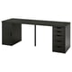 LAGKAPTEN desk, black, wood & steel, rectangular, minimalist design with drawers & cabinet.