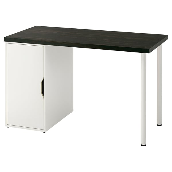 Black LAGKAPTEN desk with white cabinet.