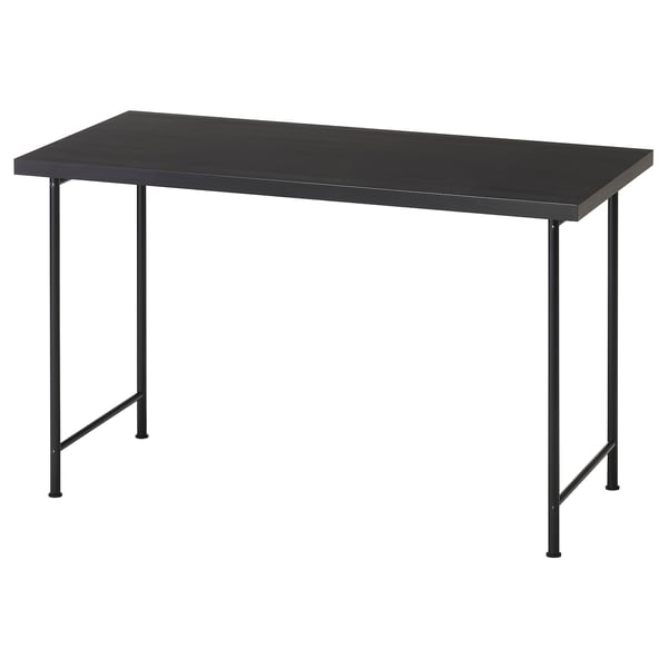 LAGKAPTEN black minimalist desk with metal legs