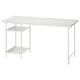 A white LAGKAPTEN desk with a rectangular top, two shelves, and metal legs.