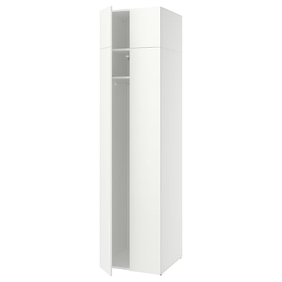 A white LASTARE wardrobe with adjustable feet.
