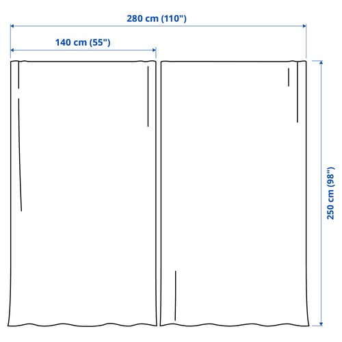 LENDA Curtains with tie-backs, 1 pair, light grey-green/with eyelets, 140x250 cm