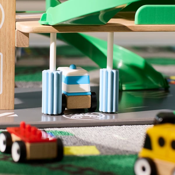 LILLABO Garage with car and helicopter, multicolour