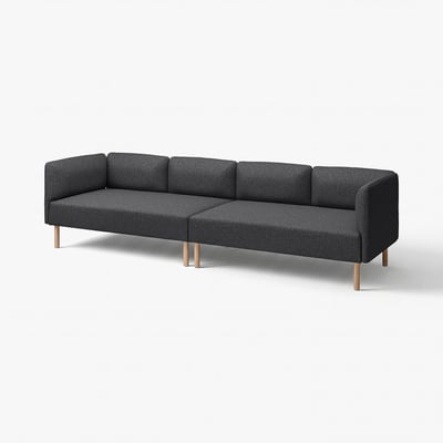A modern, grey LILLEHEM modular sofa with wooden legs, ideal for versatile and comfortable seating arrangements.