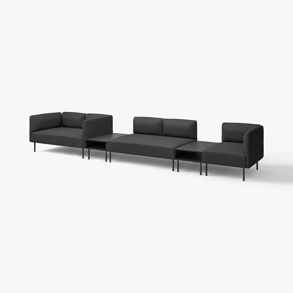 Modern black modular sofa set with clean lines and sleek design.