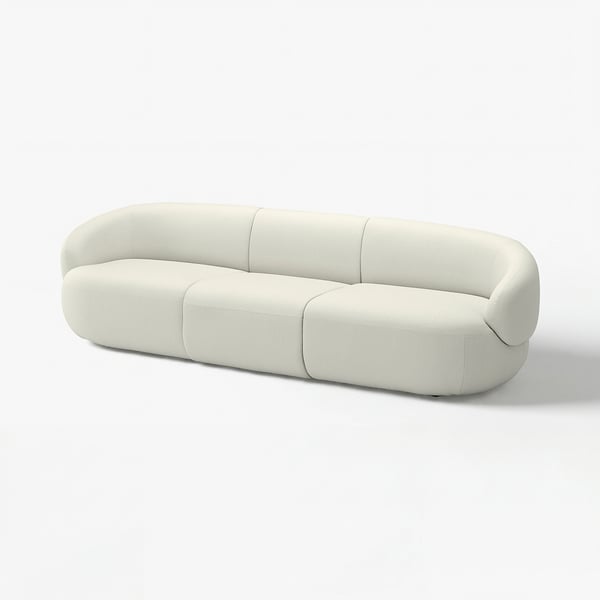LILLESÄTER sofa, light grey, soft curves, modern minimalist design.