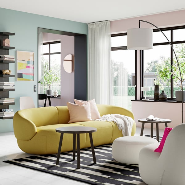 LILLESÄTER 4-seat sofa, Gunnared bright green-yellow