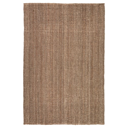 A LOHALS rug, brown, with a natural jute texture and a rectangle shape. Neutral tones with a flat-weave design.