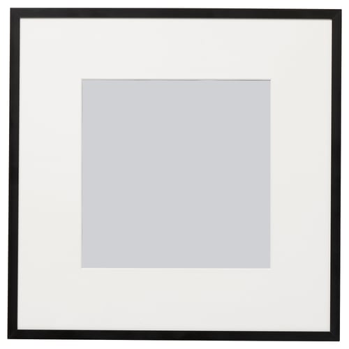 A LOMVIKEN black square picture frame with clear plastic front protection, suitable for wall hanging.