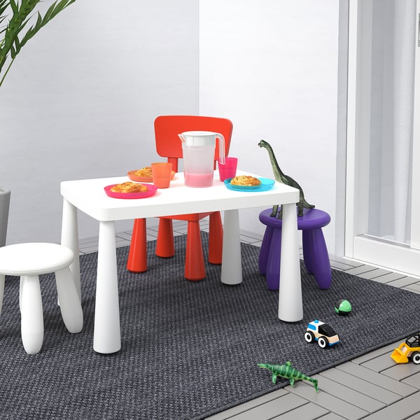 Kids activity table set - small, colourful plastic with toys.