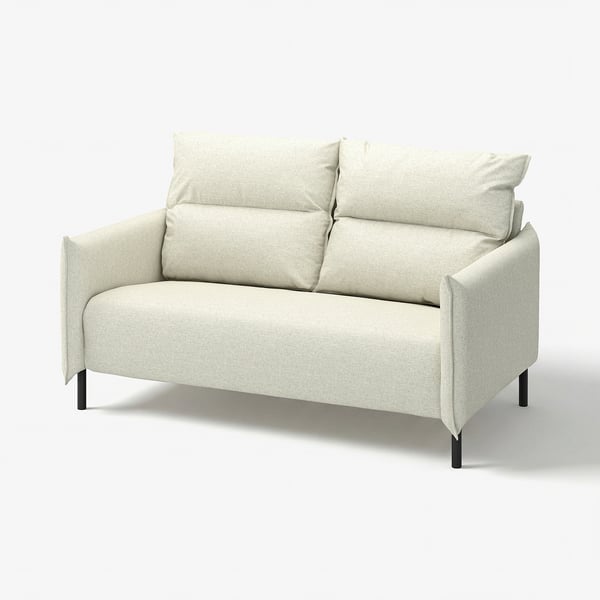 MANNARP light beige sofa, modern minimalist design with comfy cushions and high backrest.