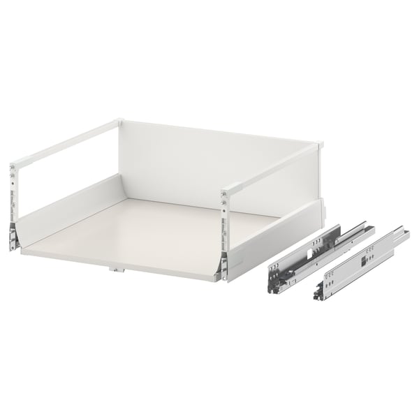 MAXIMERA white drawer set, all-white with illuminated edges, includes slides and has a modern minimal design.