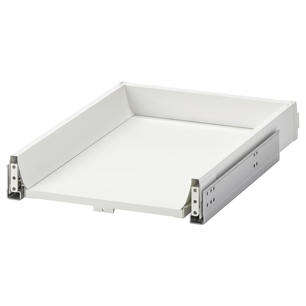 MAXIMERA white drawer, sleek design, strong steel drawer runners, amply sized, light grey particleboard body.