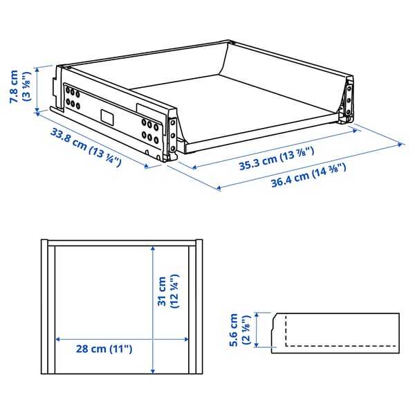 MAXIMERA Drawer, low, white, 40x37 cm
